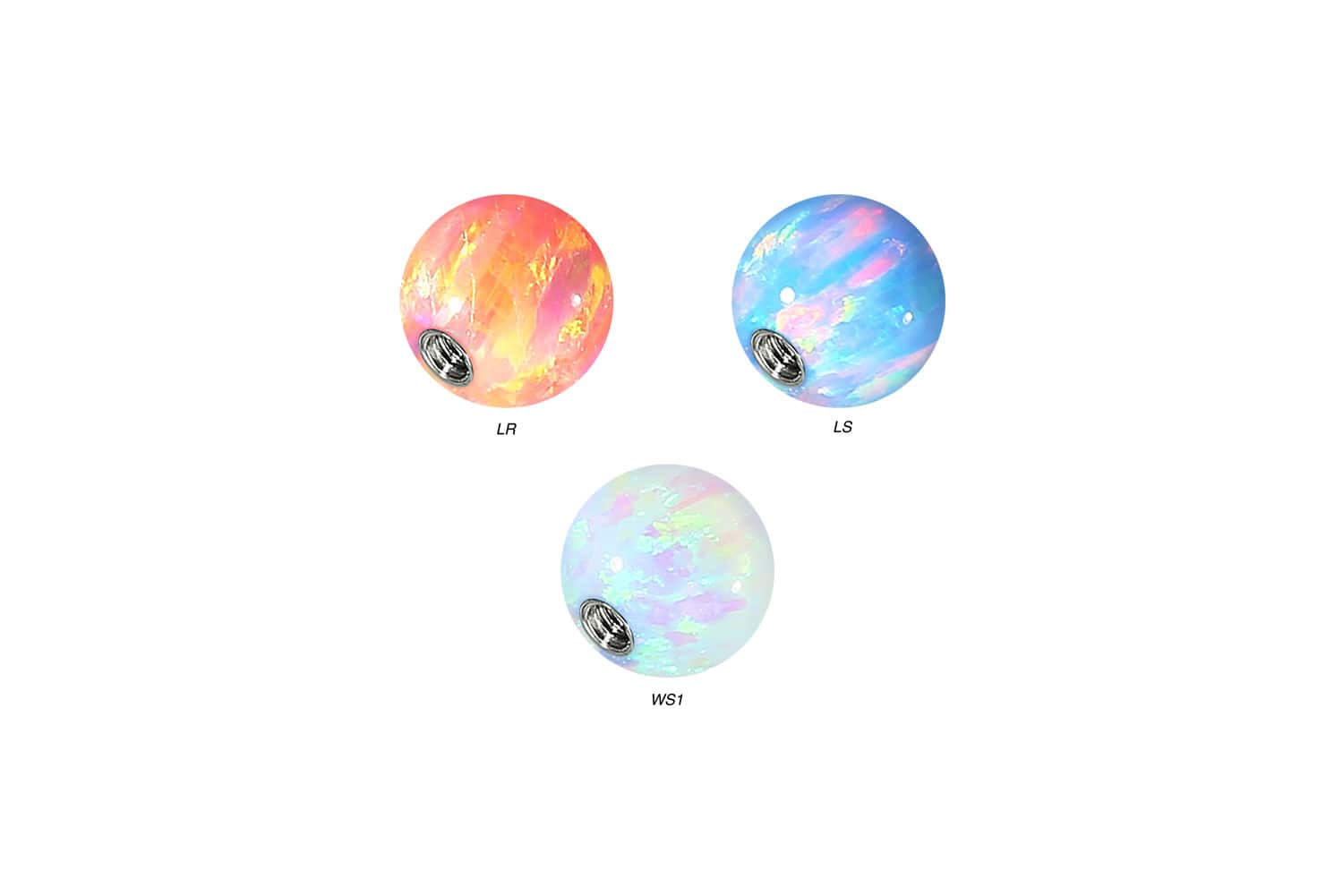 SET Synthetischer Opal Schraubkugel mit Chirurgenstahl-Gewinde von Piercingline